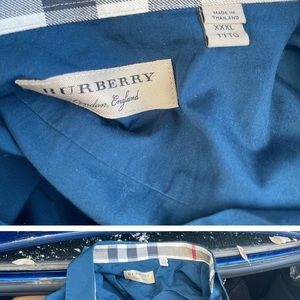urberry long sleeve button down teal color with Burberry print in collar/sleeve